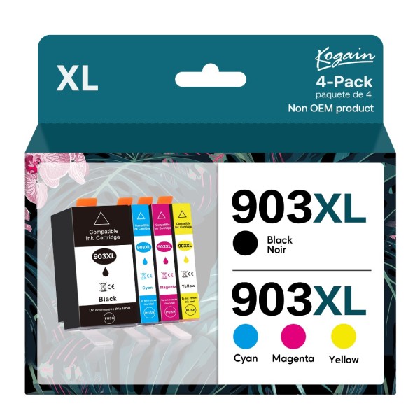 Kogain 903xl Cartucce Sostitutiva per HP 903 XL Cartuccia Multipack ad alta resa per HP OfficeJet 6960 6950 HP OfficeJet Pro 6960 6970(nero,ciano,magenta, giallo)
